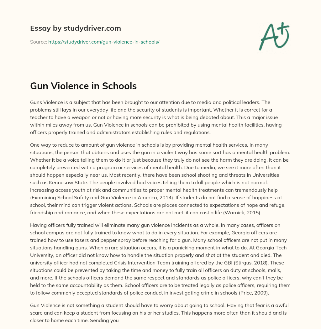 Gun Violence in Schools essay