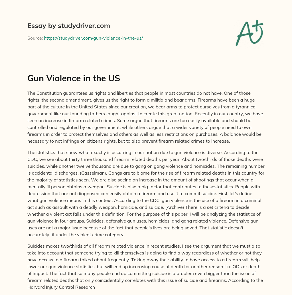 Gun Violence in the US essay