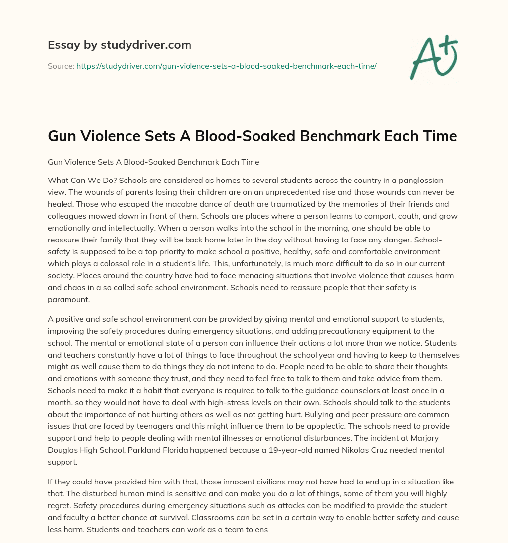 Gun Violence Sets a Blood-Soaked Benchmark each Time essay