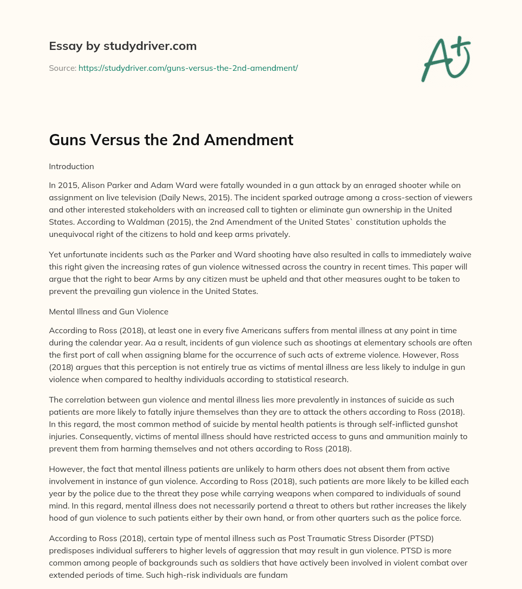 Guns Versus the 2nd Amendment essay
