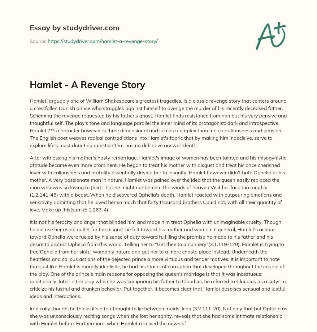 Hamlet – a Revenge Story essay