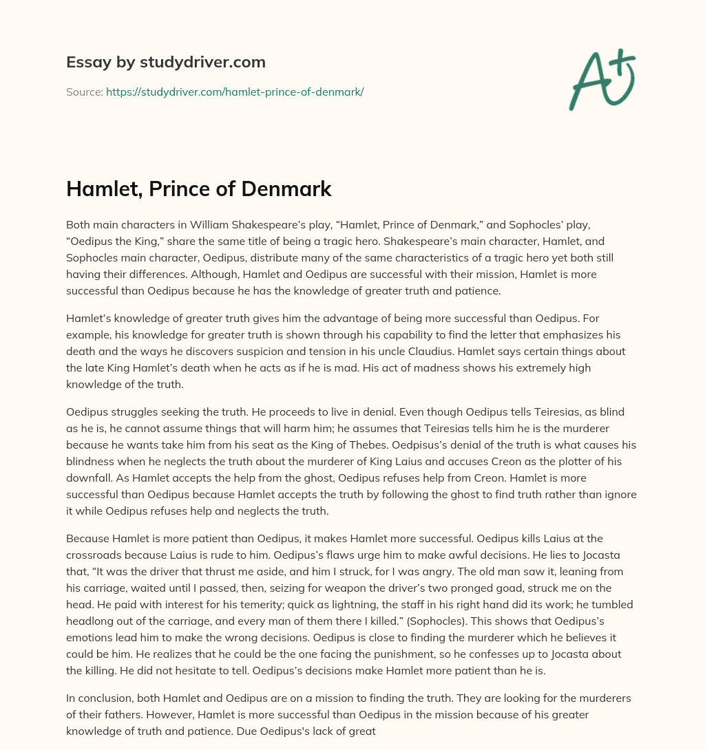 Hamlet, Prince of Denmark essay