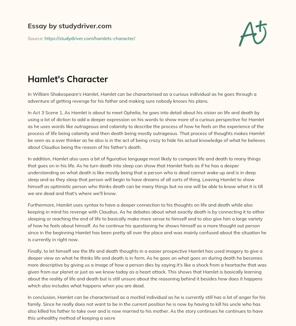 Hamlet’s Character essay