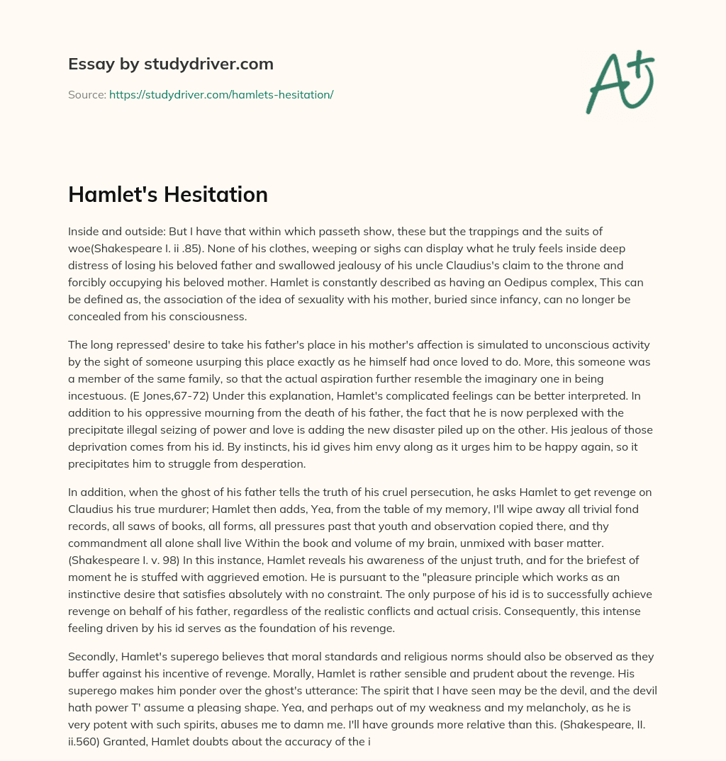 Hamlet’s Hesitation essay
