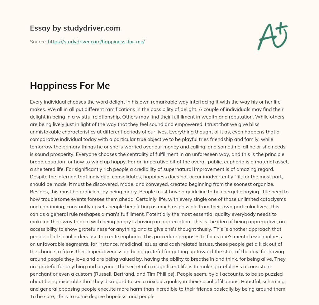 Happiness for me essay