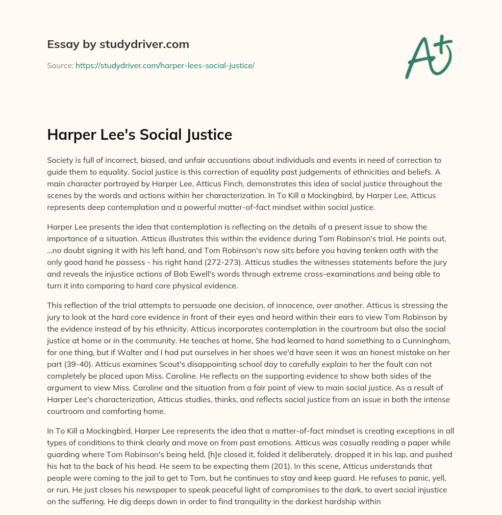 Harper Lee’s Social Justice essay