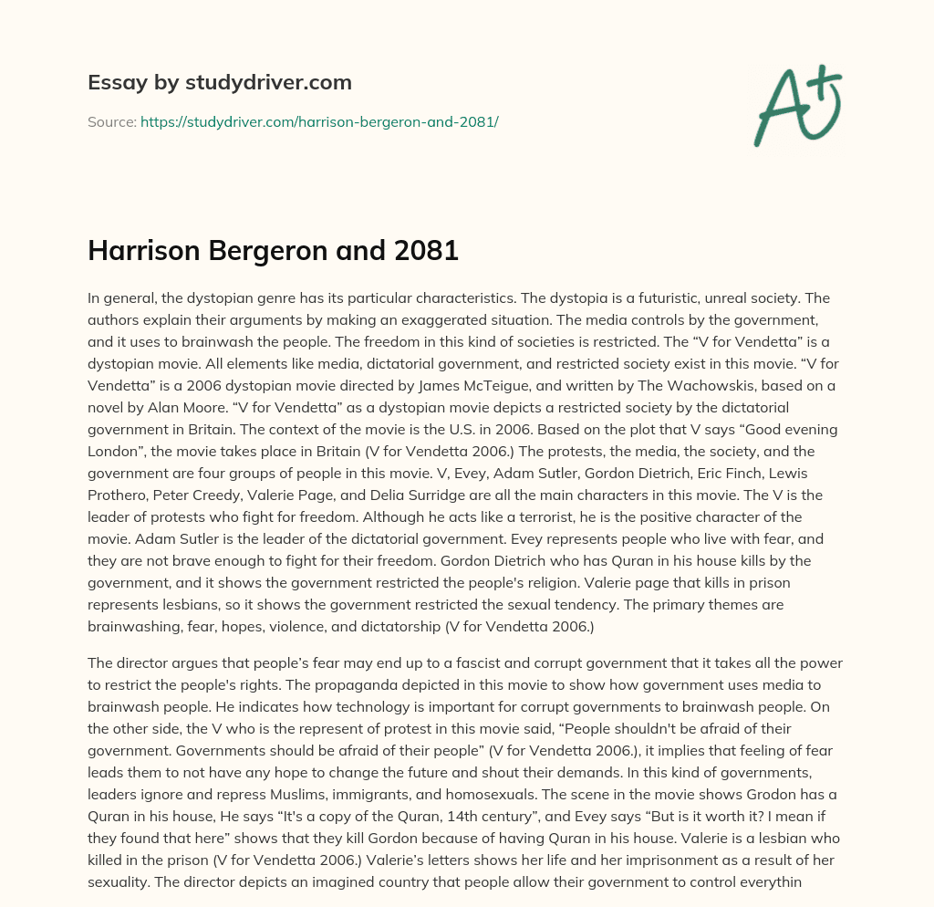 Harrison Bergeron and 2081 essay