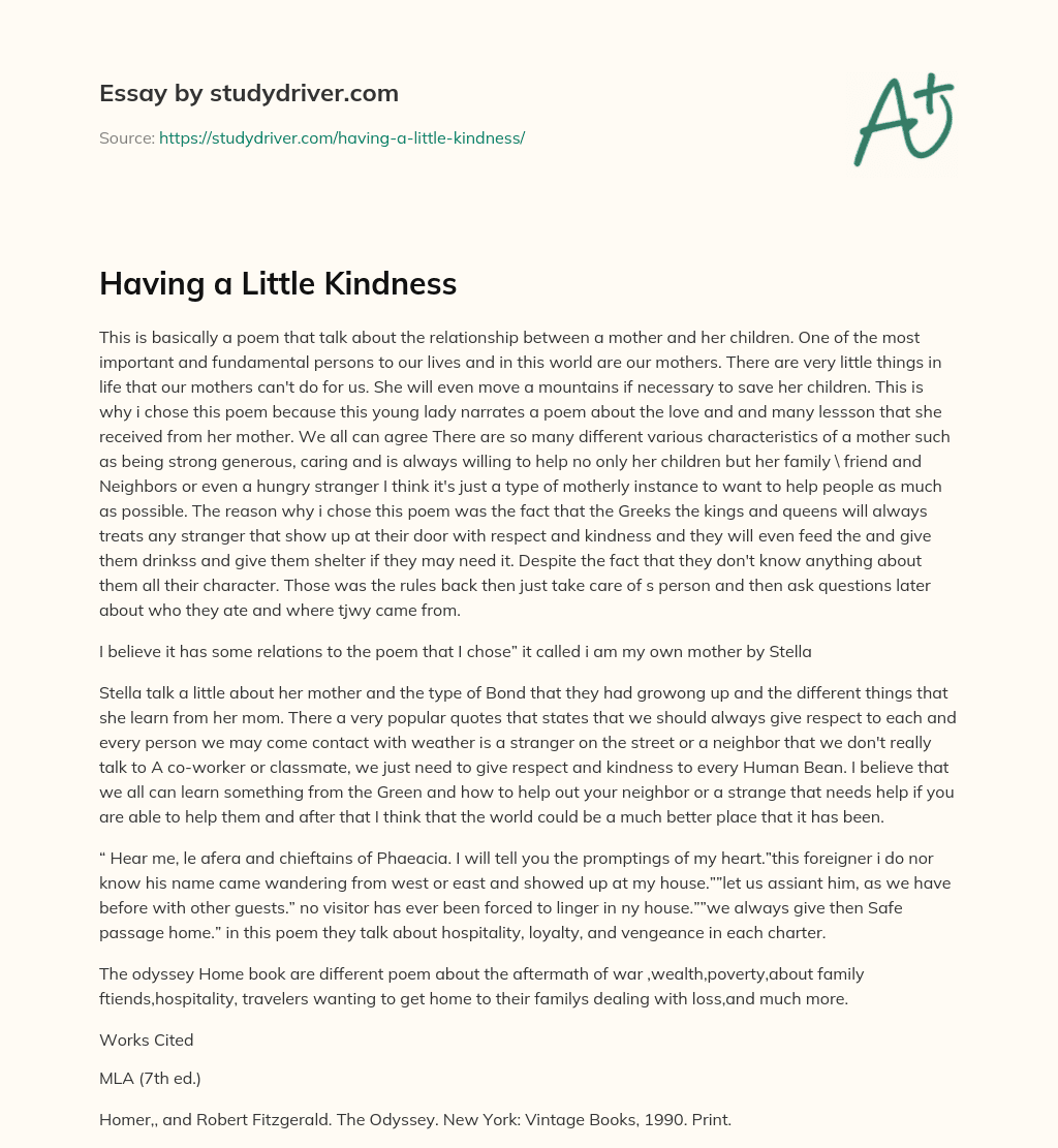 essay about kindness in english