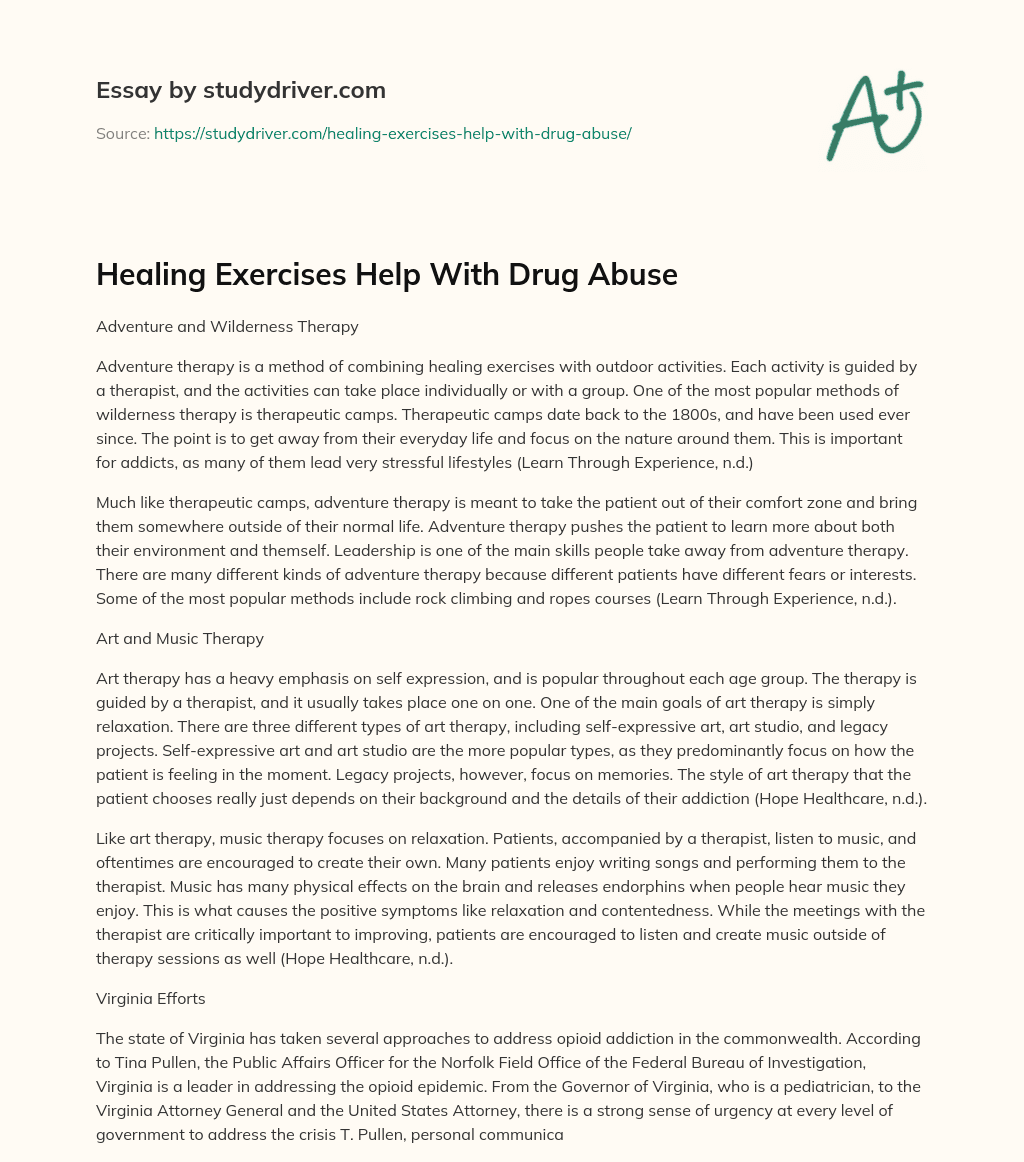 Healing Exercises Help with Drug Abuse essay