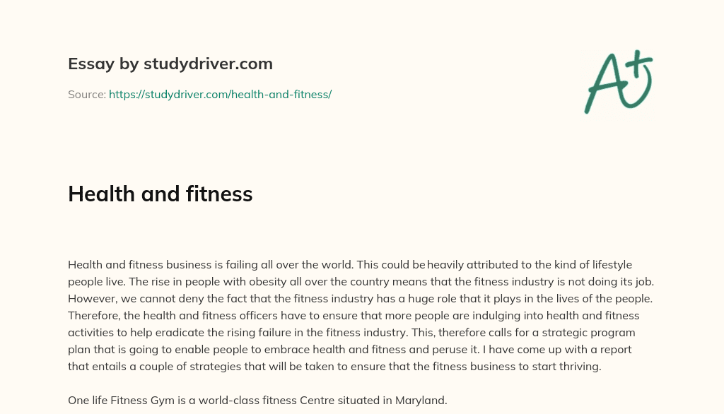 Health and Fitness essay