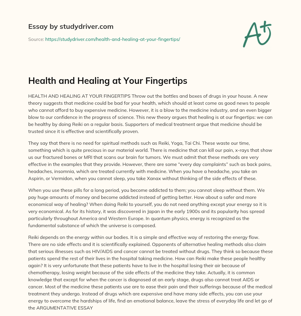 Health and Healing at your Fingertips essay
