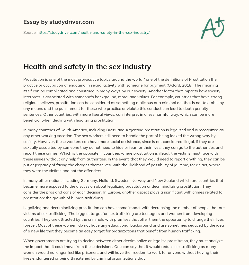 Health and Safety in the Sex Industry essay