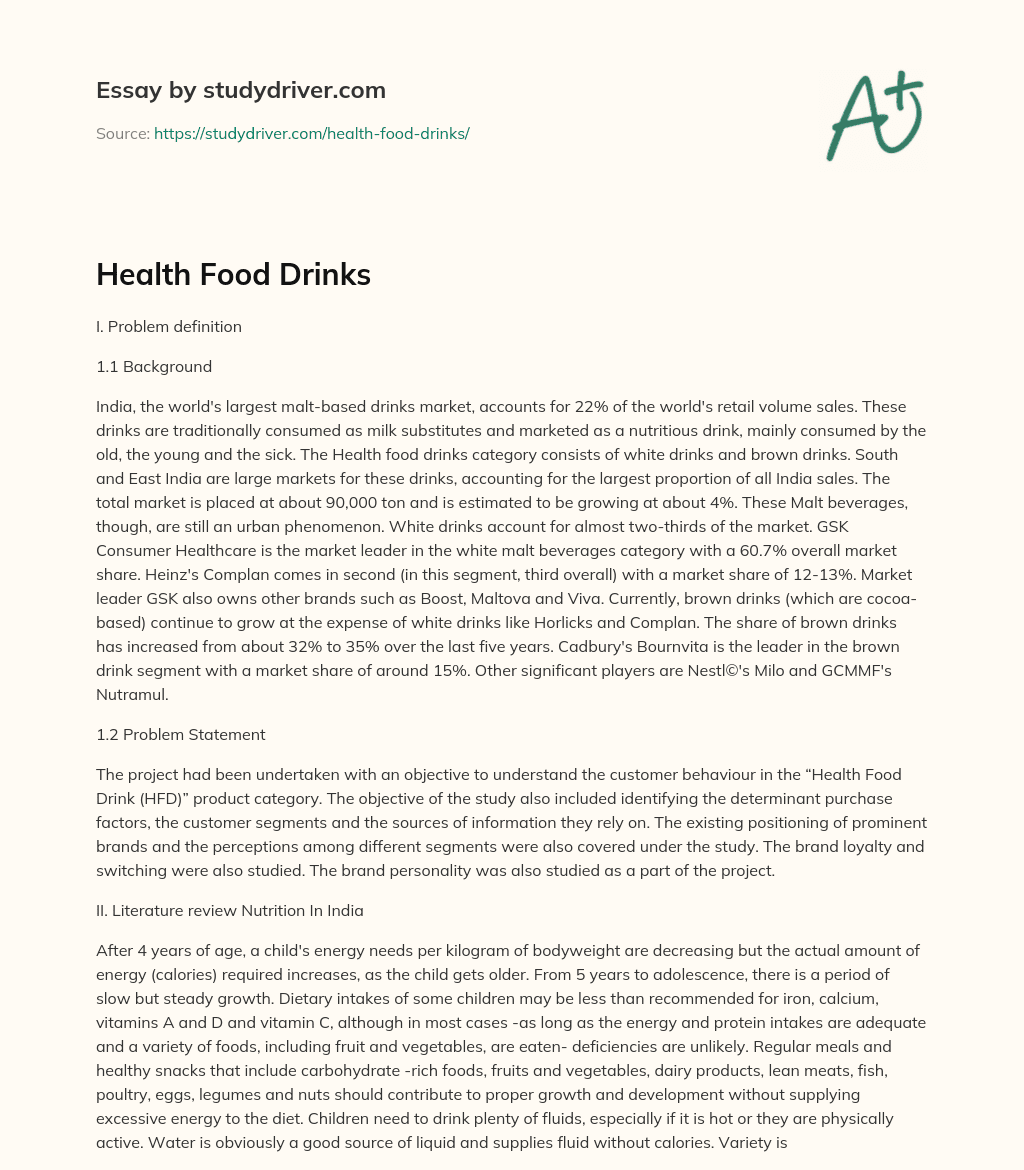 Health Food Drinks essay