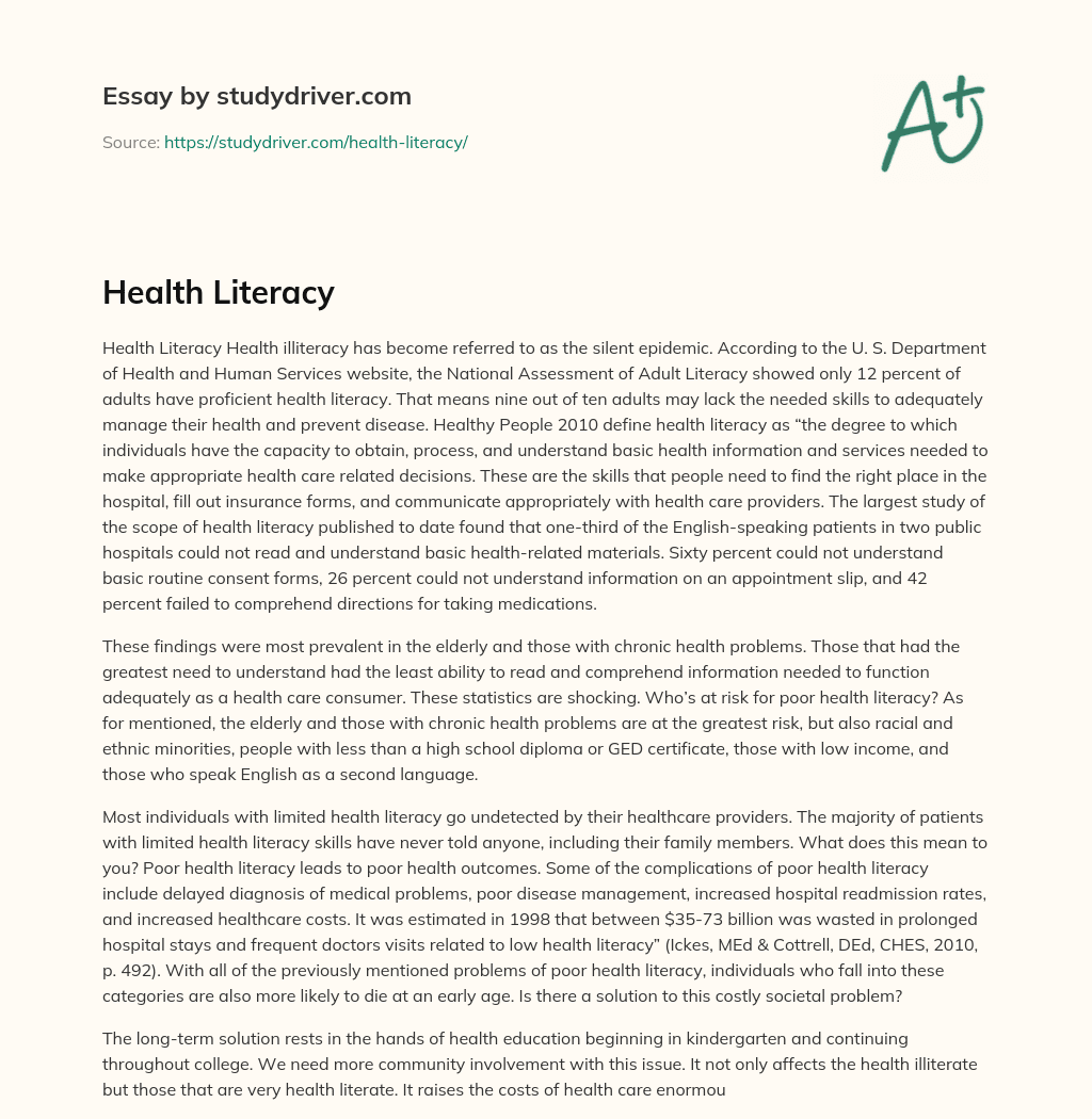 Health Literacy essay