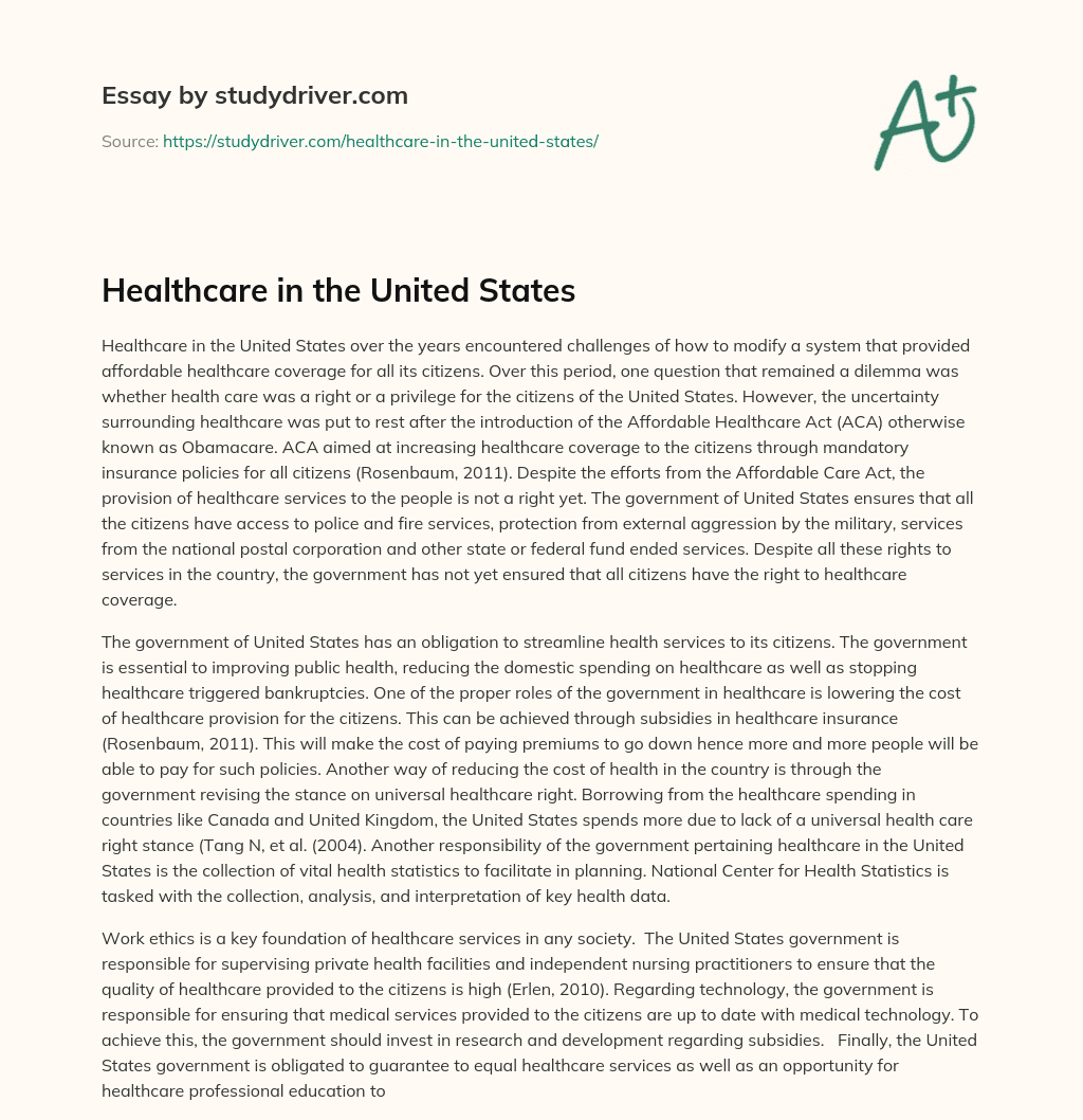 Healthcare in the United States essay