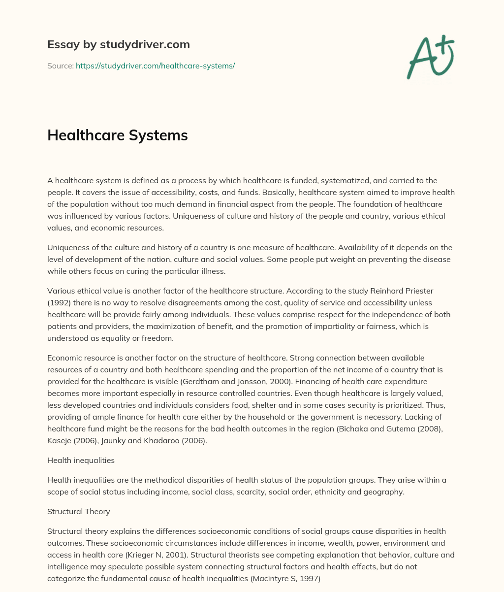Healthcare Systems essay
