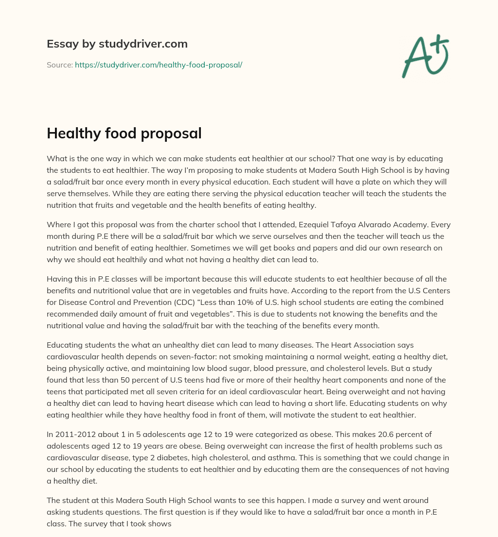 Healthy Food Proposal essay