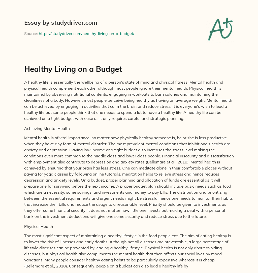 Healthy Living on a Budget essay