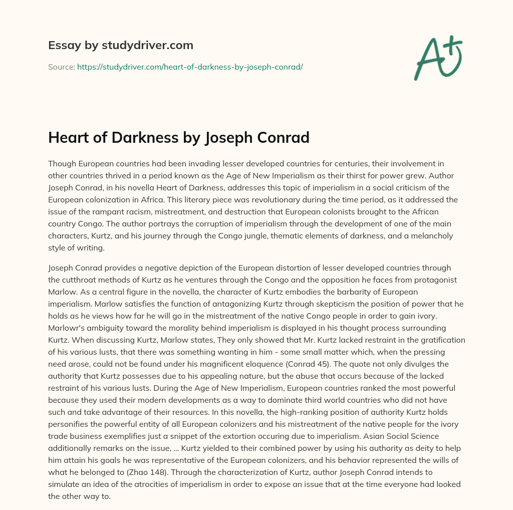 Heart of Darkness by Joseph Conrad essay