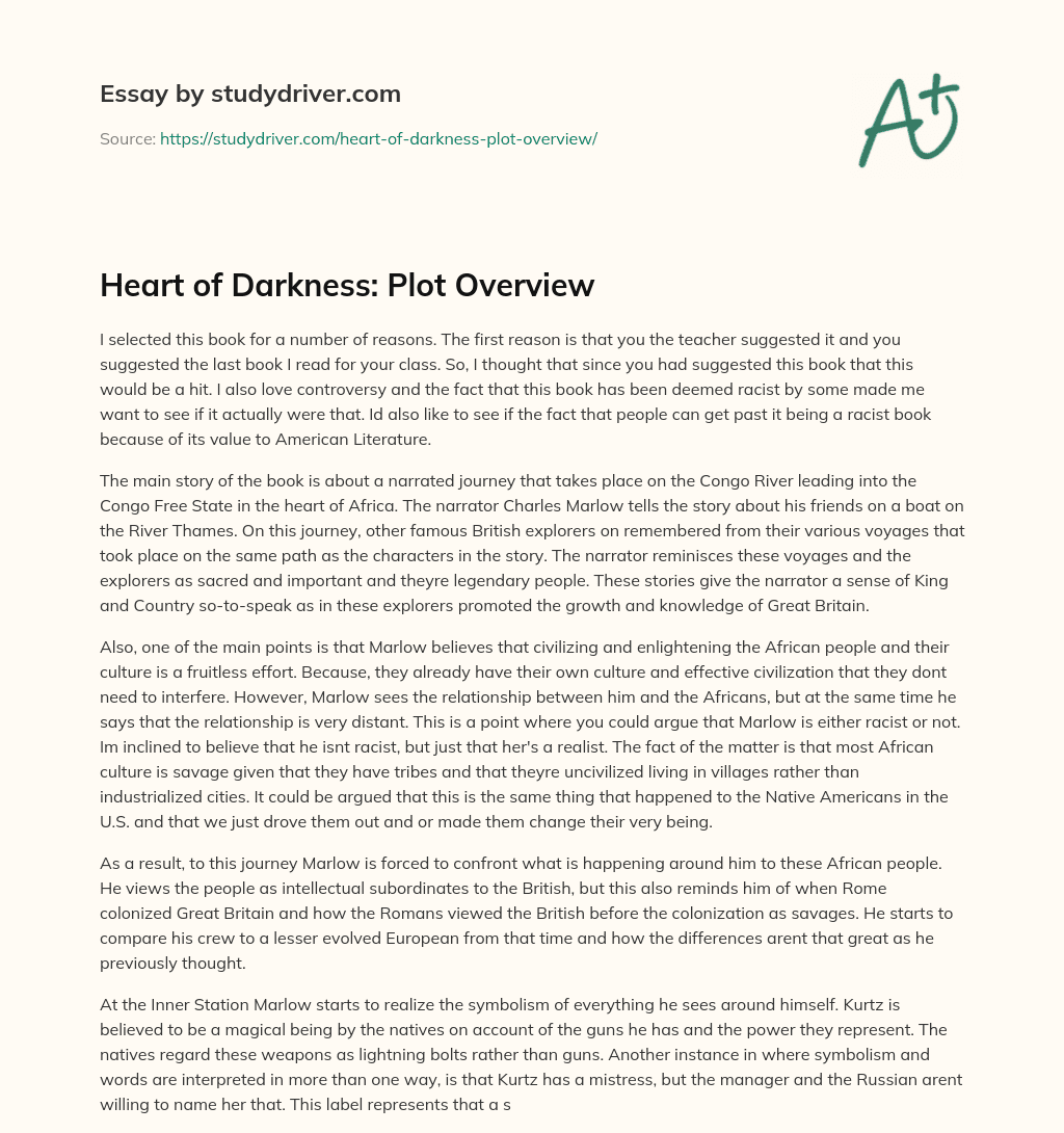 Heart of Darkness: Plot Overview essay