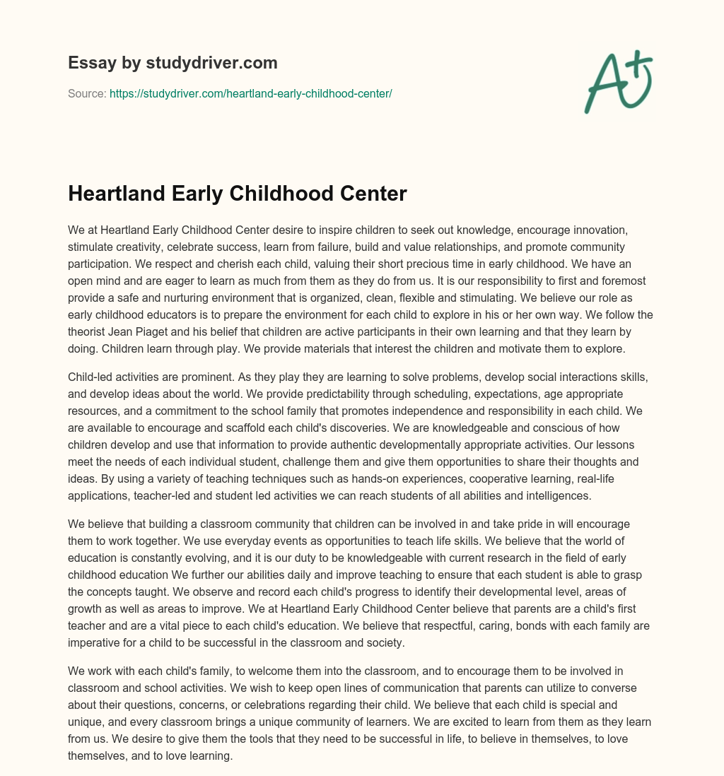Heartland Early Childhood Center essay
