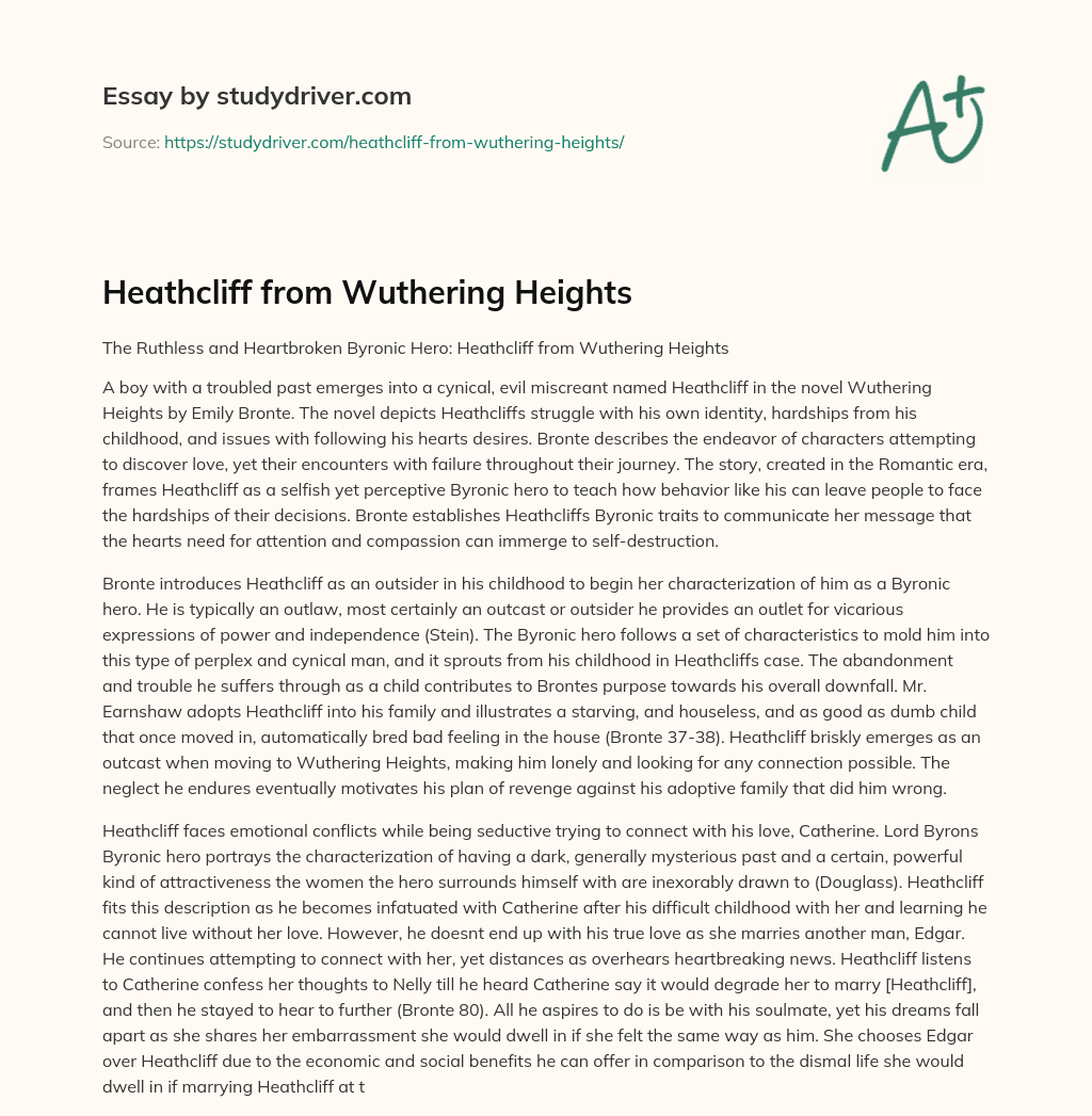 Heathcliff from Wuthering Heights essay