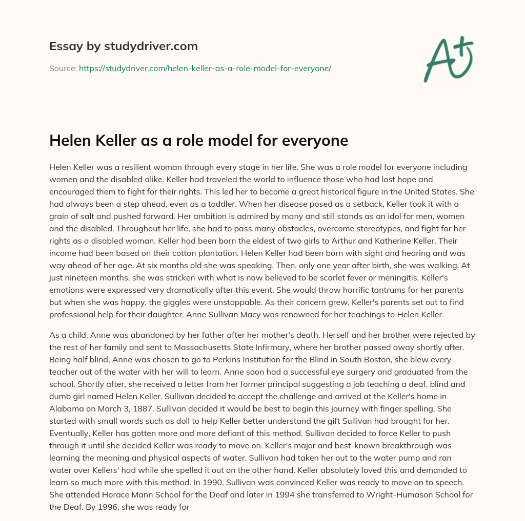 Helen Keller as a Role Model for Everyone essay