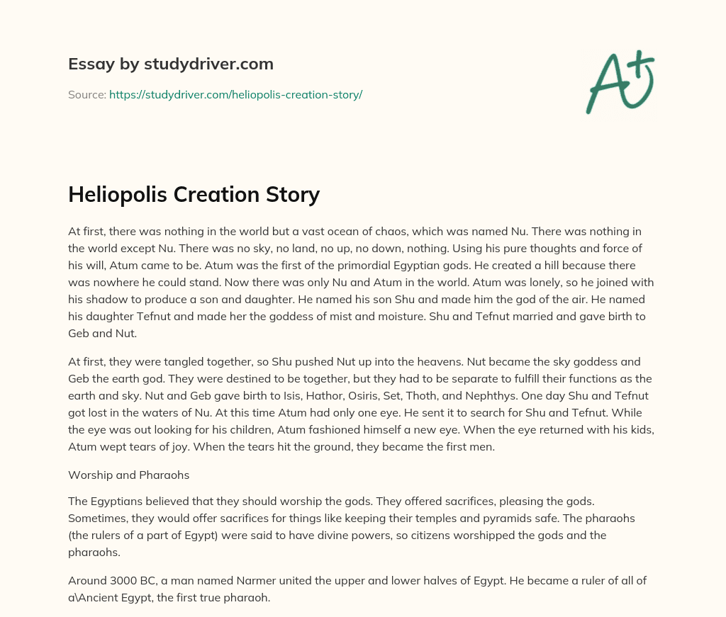 Heliopolis Creation Story essay