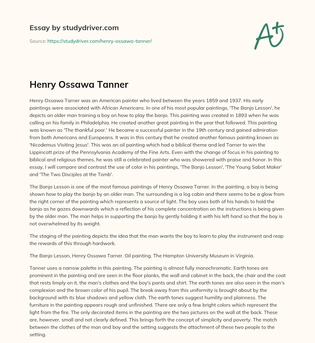 Henry Ossawa Tanner essay