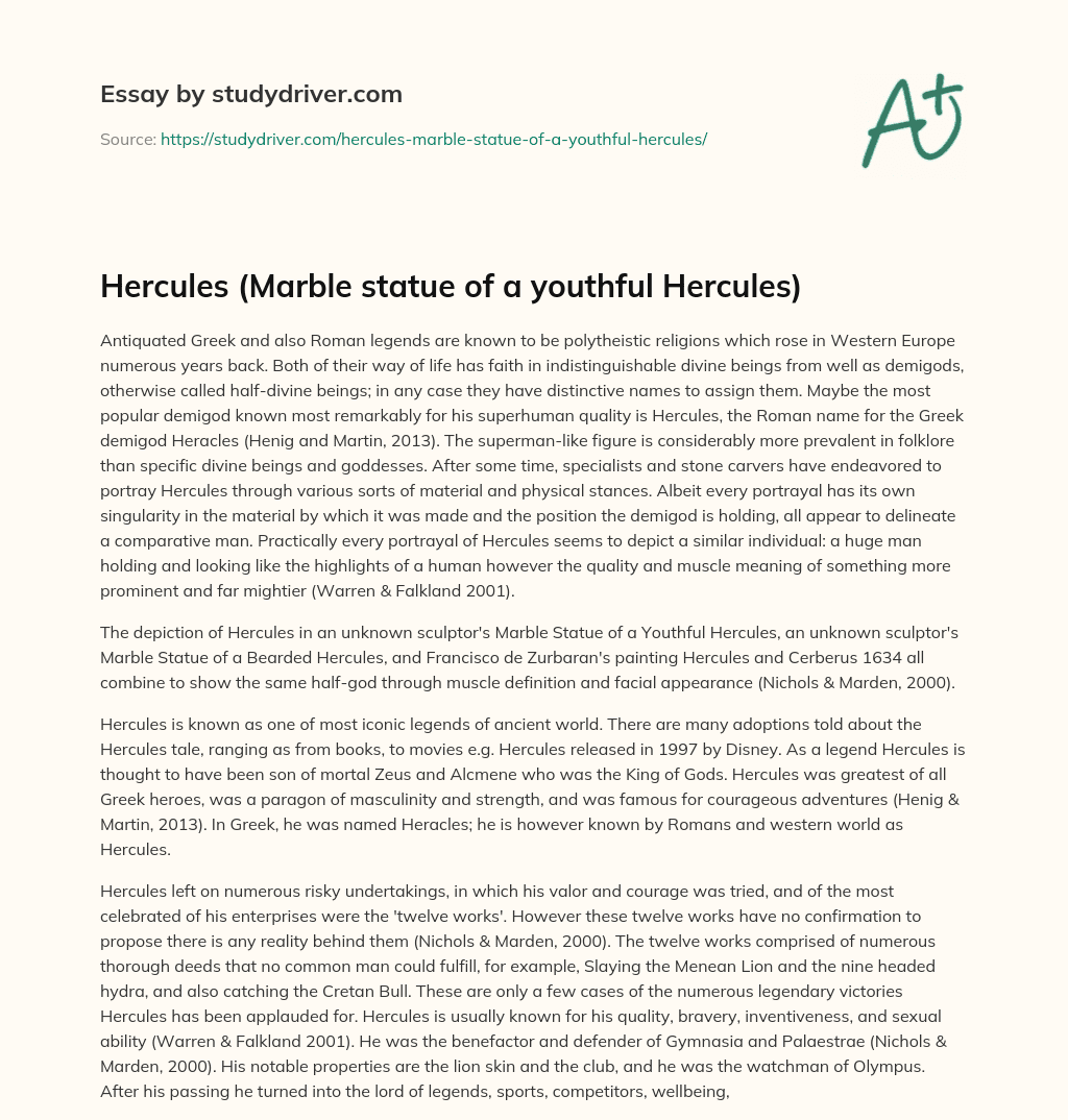Hercules (Marble Statue of a Youthful Hercules) essay