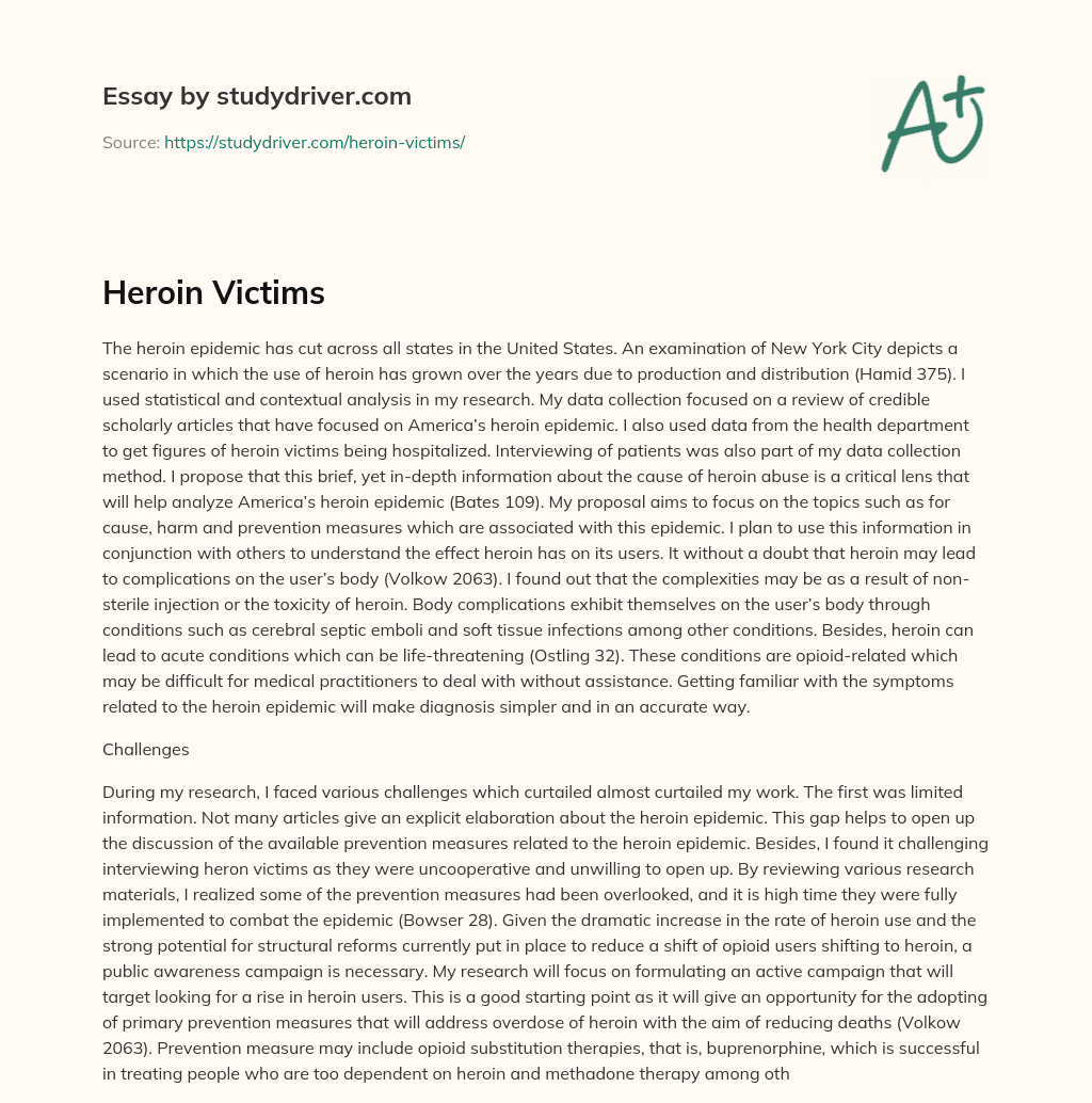 Heroin Victims essay