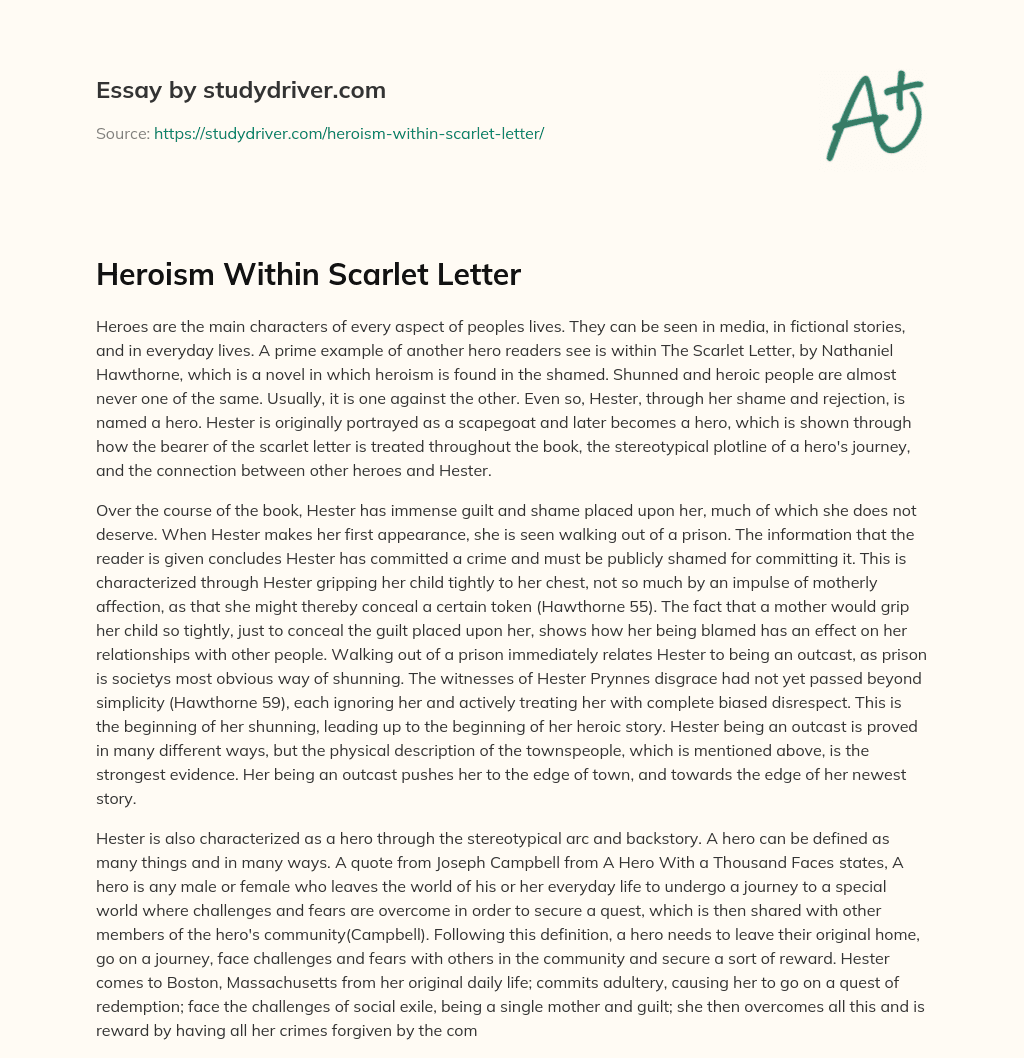 Heroism Within Scarlet Letter essay