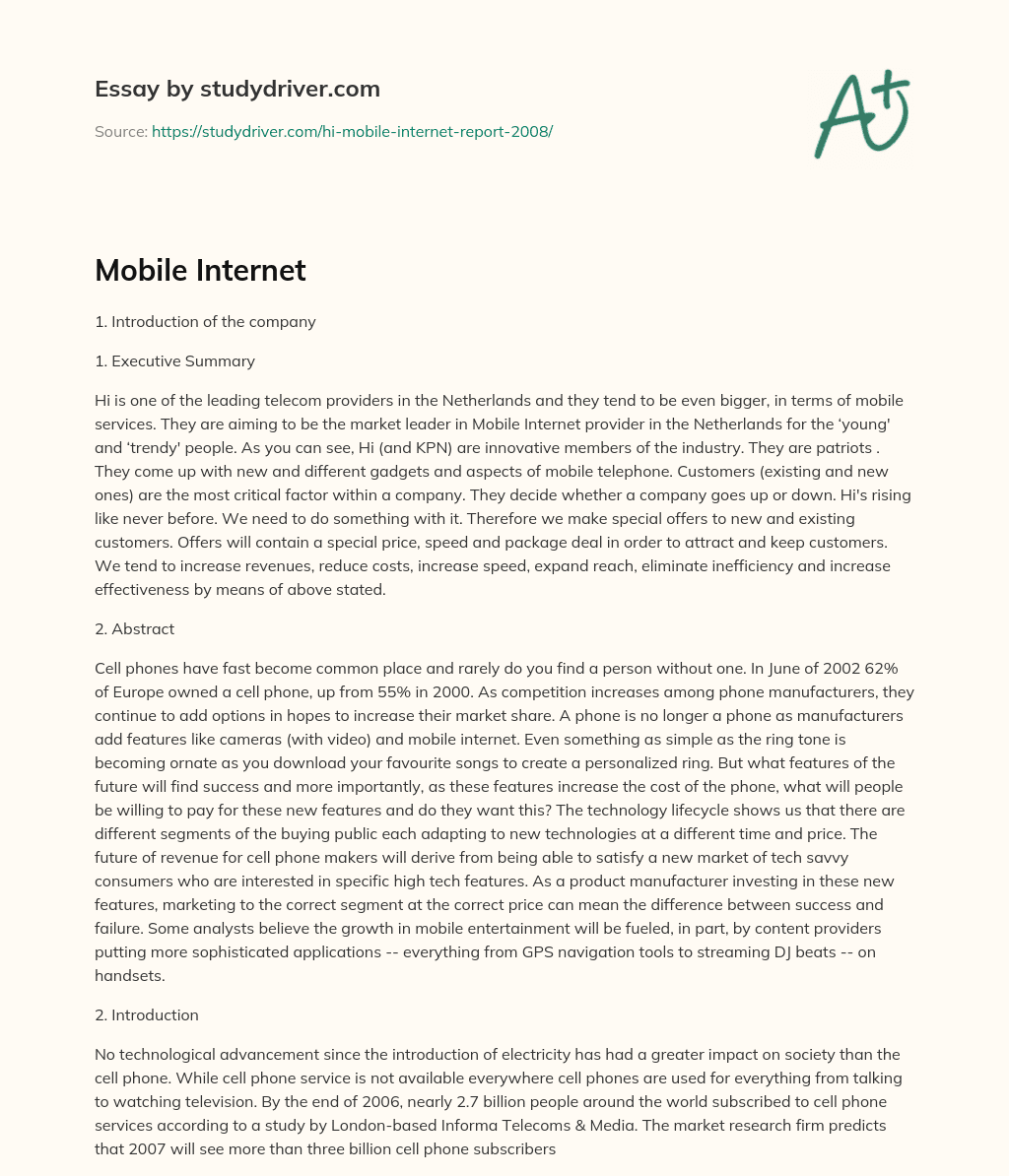 Mobile Internet essay