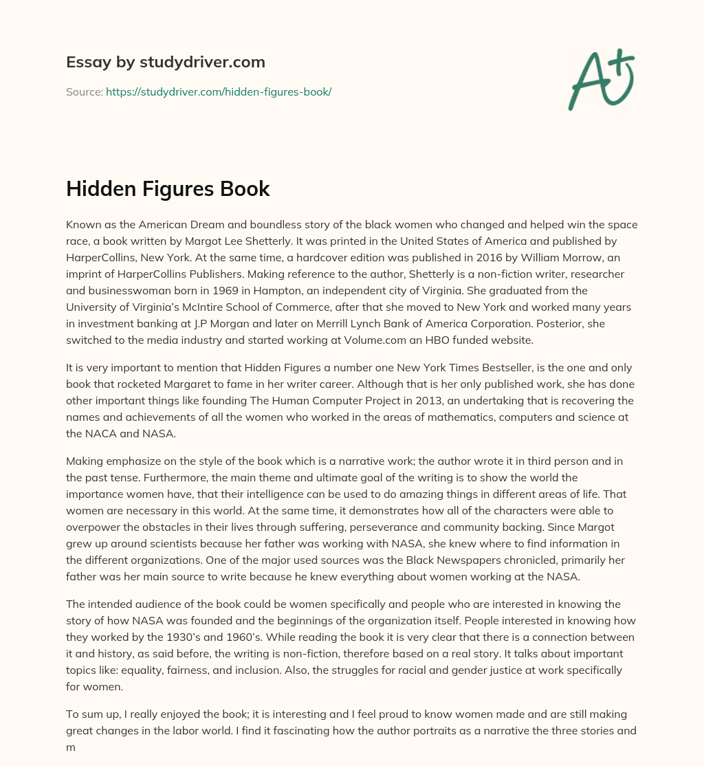 Hidden Figures Book essay