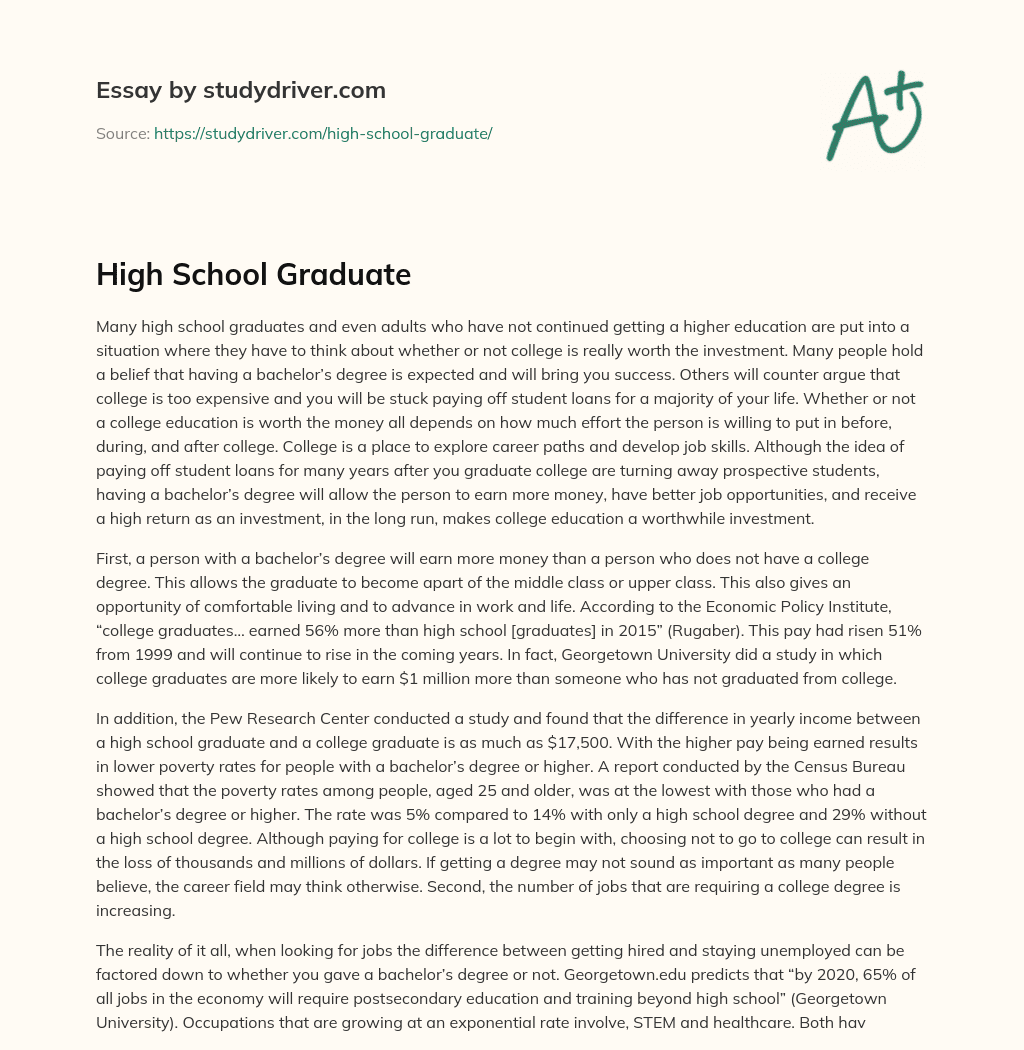 High School Graduate essay