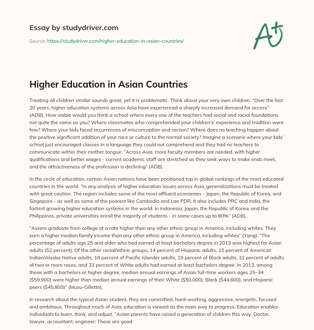 Higher Education in Asian Countries essay