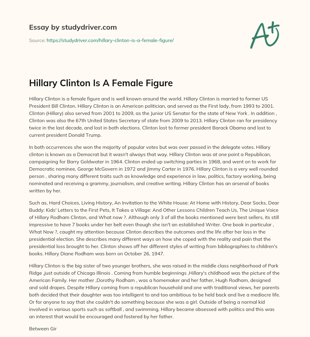 Hillary Clinton is a Female Figure essay