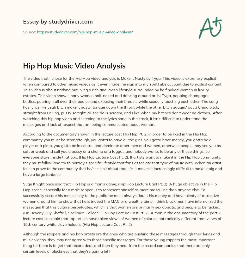 Hip Hop Music Video Analysis essay