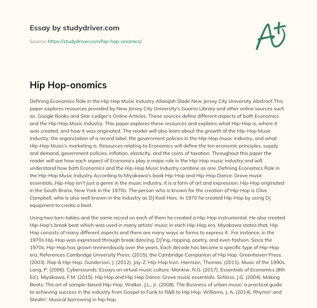 Hip Hop-onomics essay