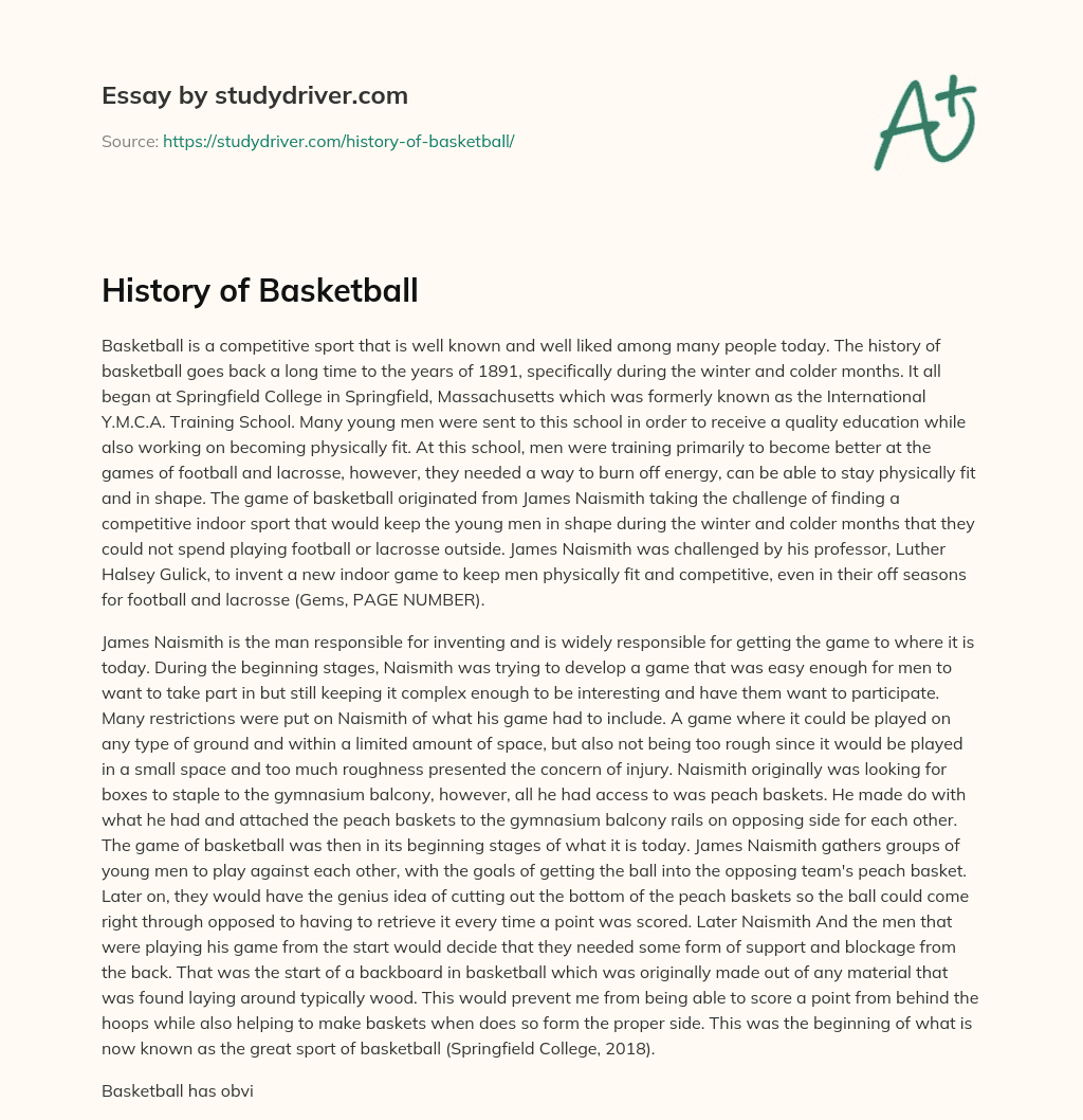 History of Basketball essay