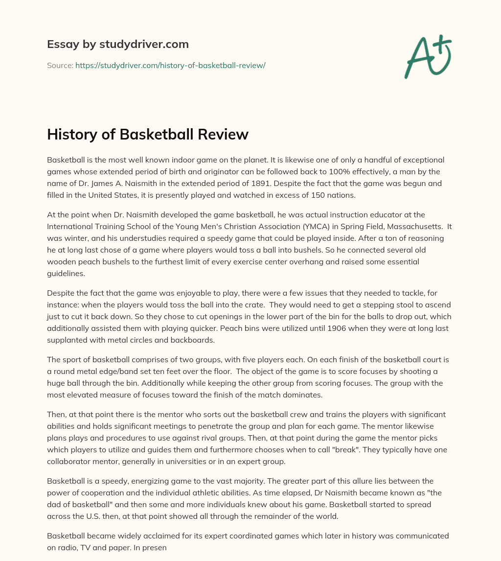 History of Basketball Review essay
