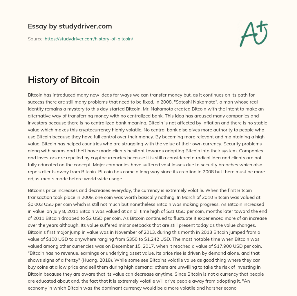 History of Bitcoin essay