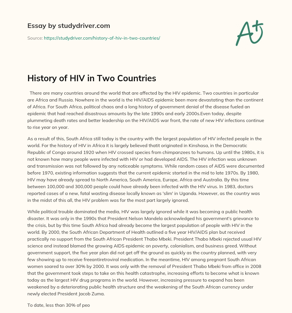 History of HIV in Two Countries essay