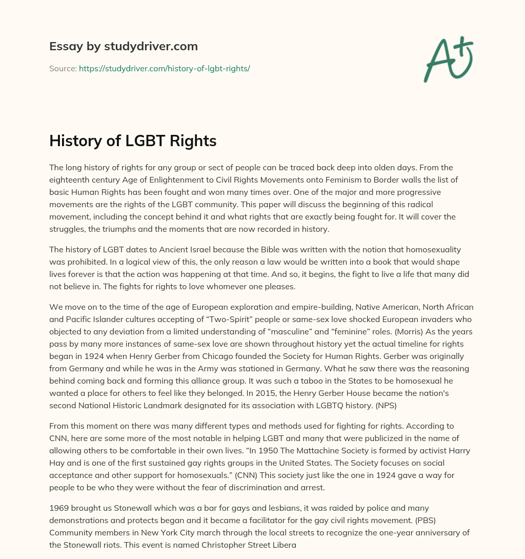 History of LGBT Rights essay