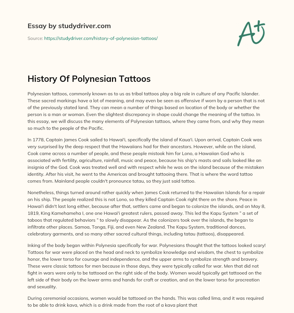 History of Polynesian Tattoos essay