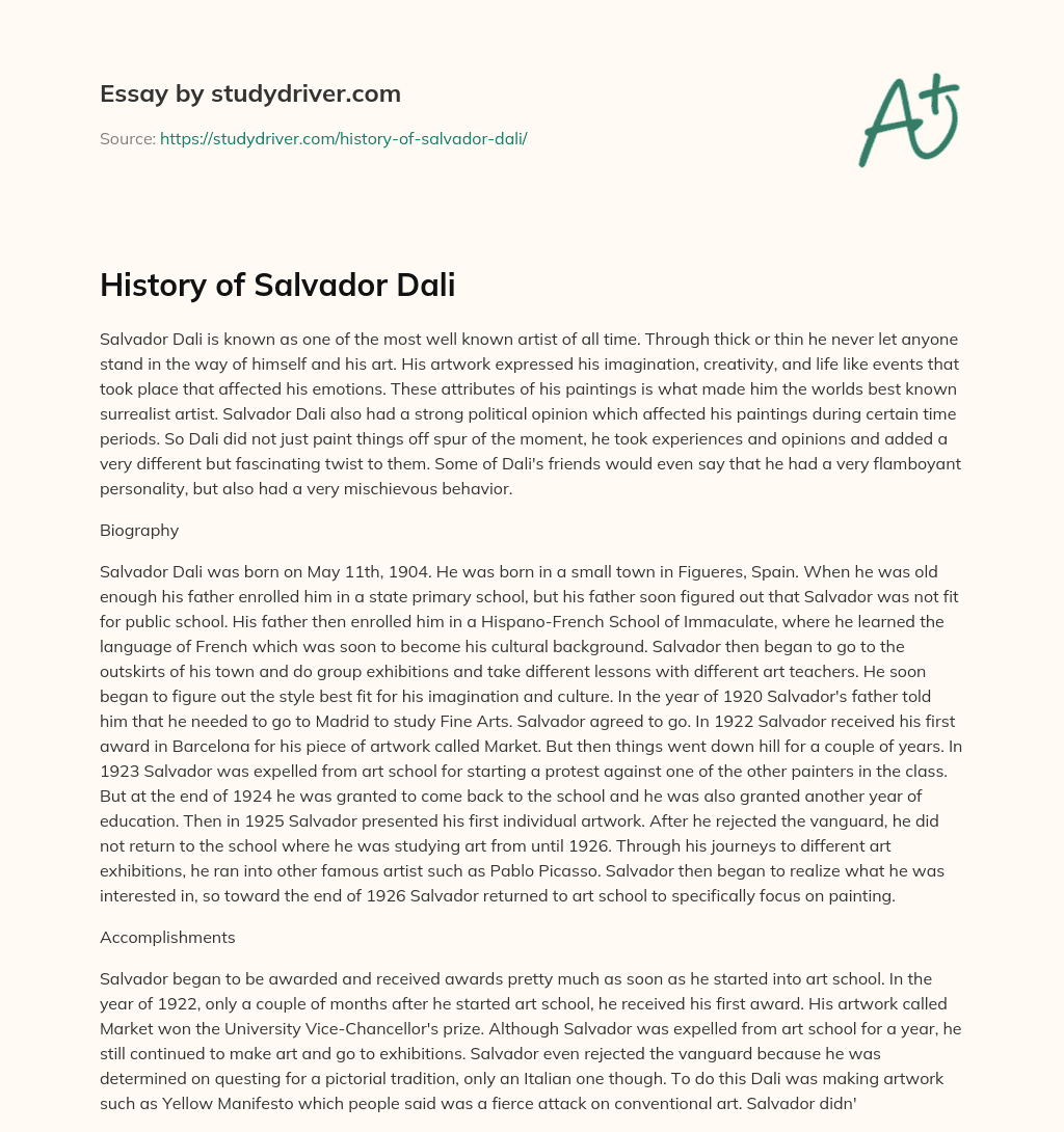History of Salvador Dali essay