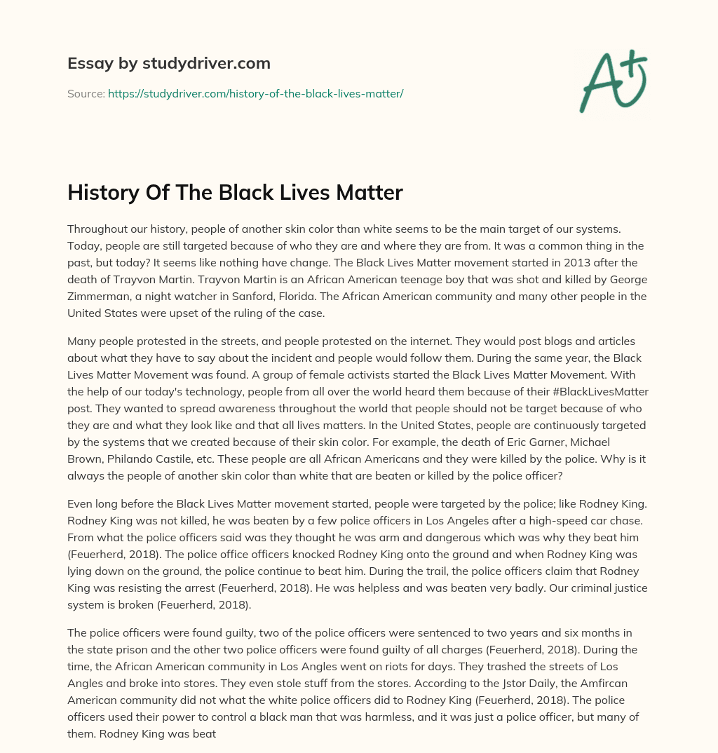 History of the Black Lives Matter essay