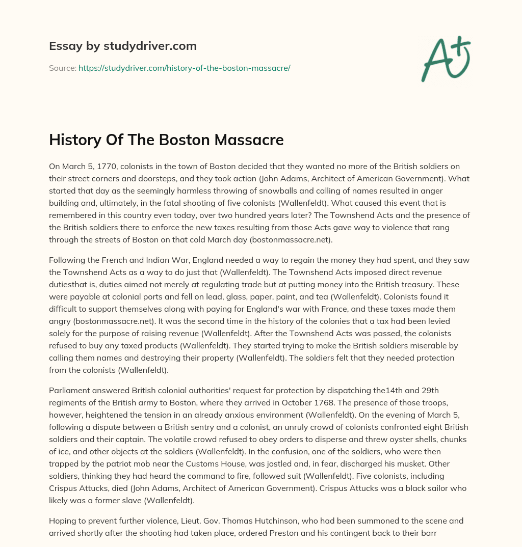 History of the Boston Massacre essay