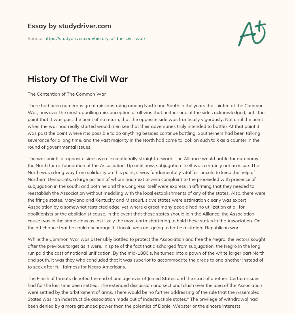 History of the Civil War essay