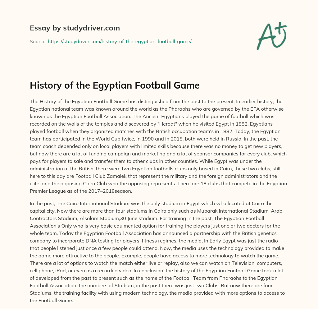 History of the Egyptian Football Game essay